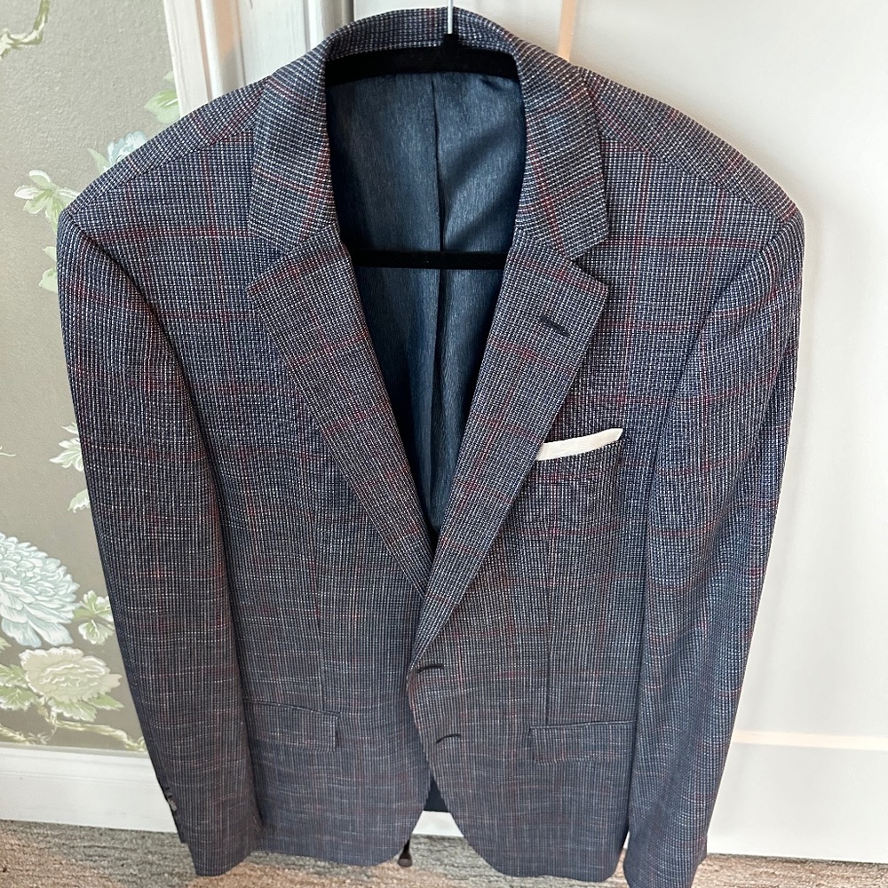 Hugo Boss Sport Jacket, Smokey Blue With Red Window Pane Design